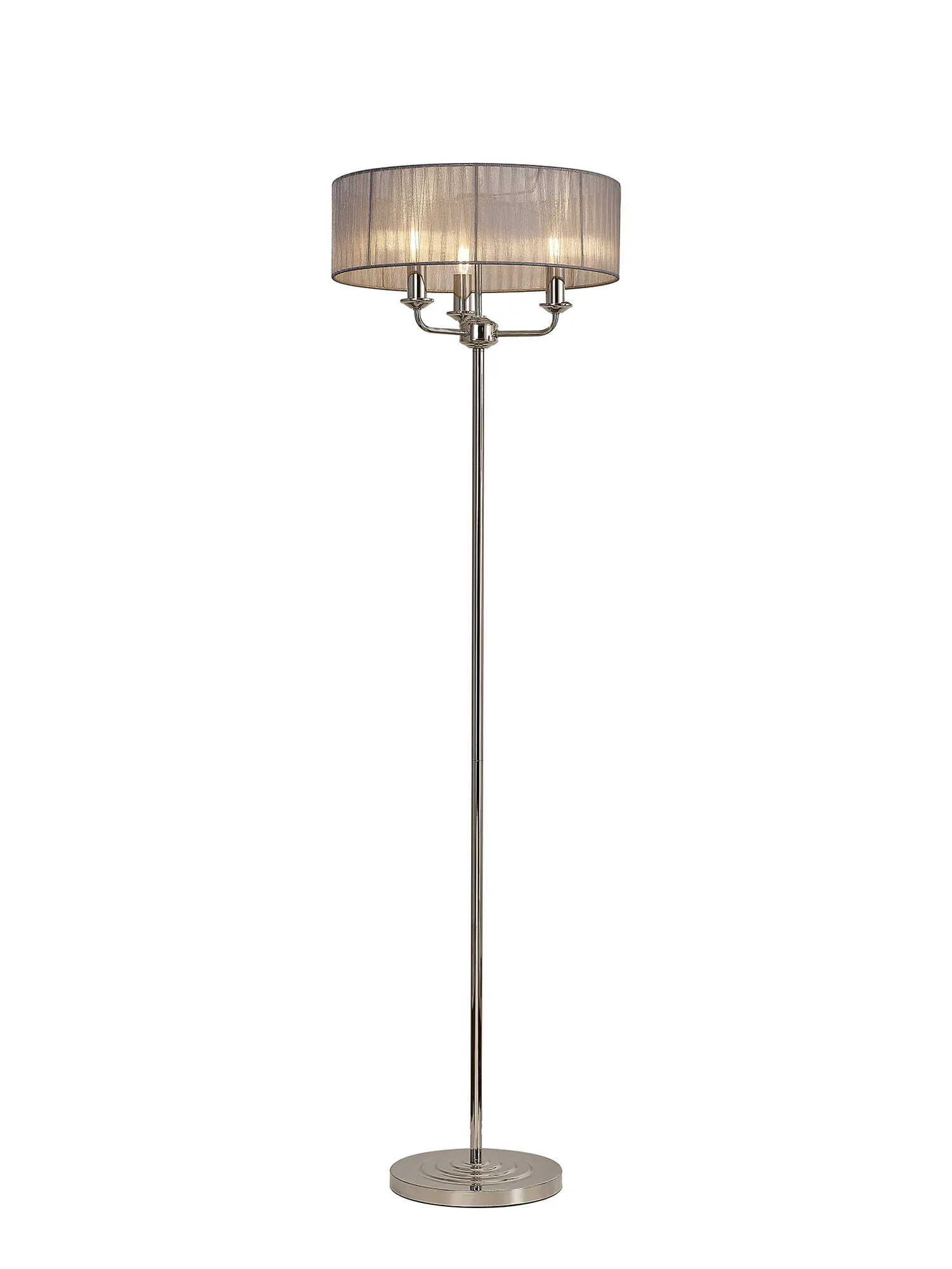 Banyan 45cm 3 Light Floor Lamp Polished Nickel, Grey